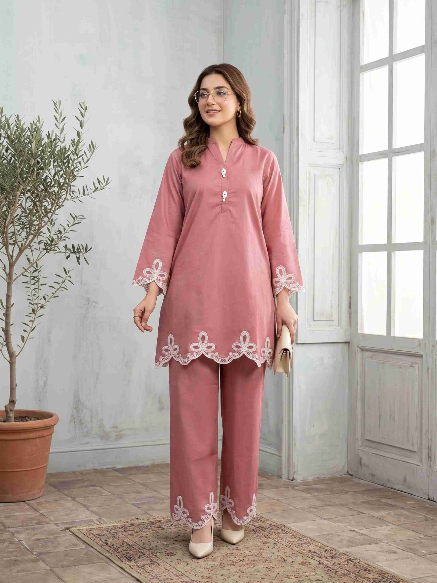 PAIMANA 2pcs Stitched Emb Cotton [D-4413]