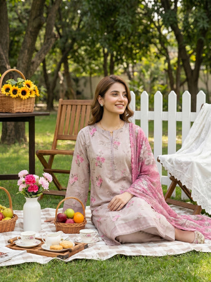 Mirage Stitched Digital Printed Lawn [D-4171]