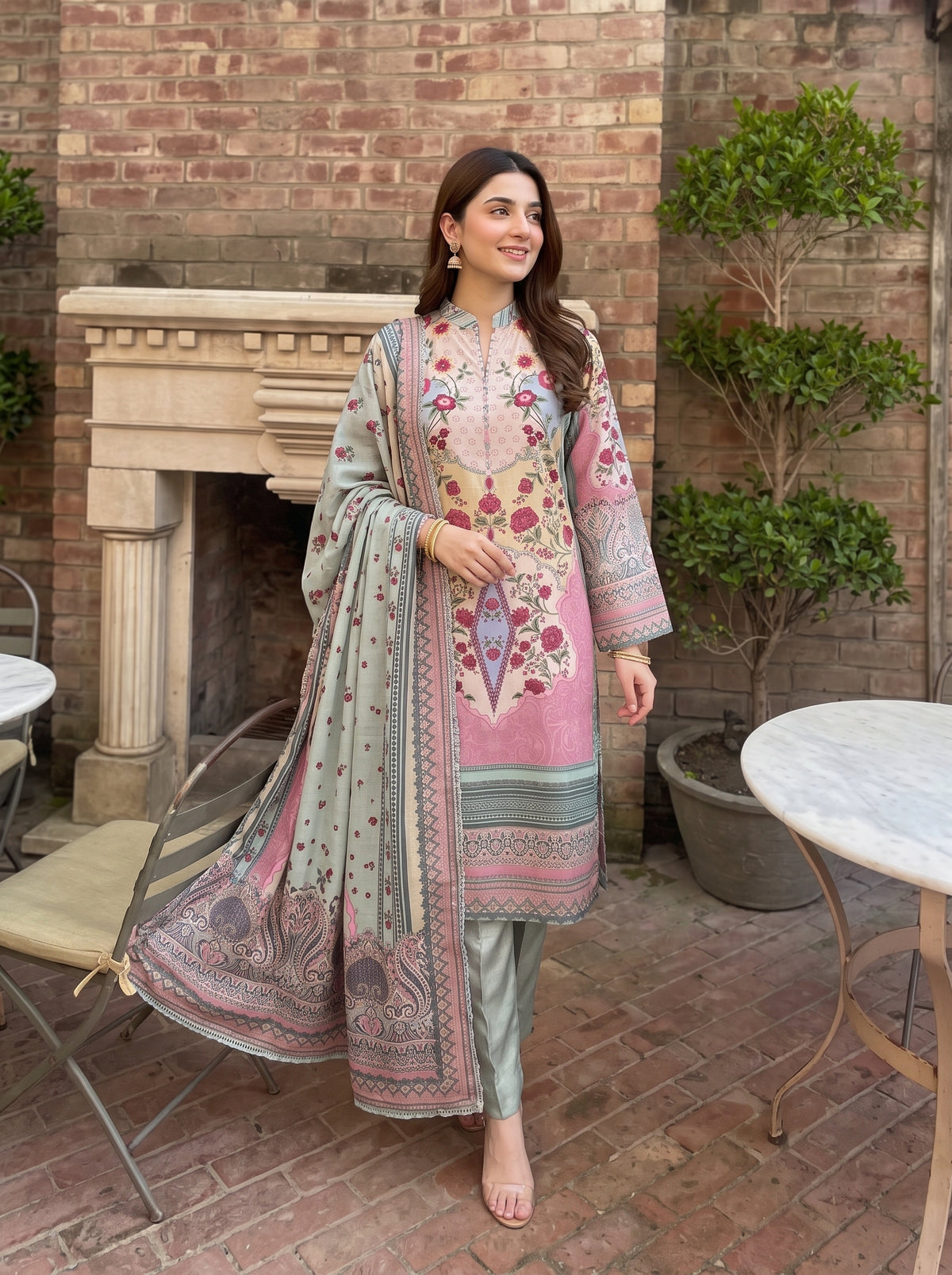 AYEZAH 3pcs Un-Stitched Print Viscose [D-01]