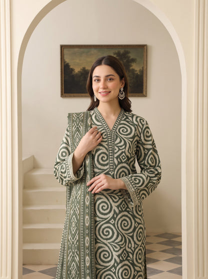 MAHRUKH 3pcs Stitched Printed Khaddar [D-6151]