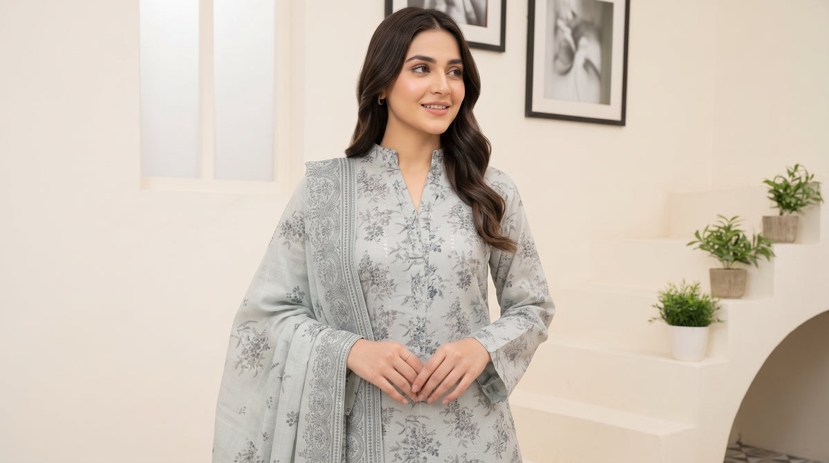 CALIA 3pcs Un-Stitched Emb Printed Staple [D-6072]