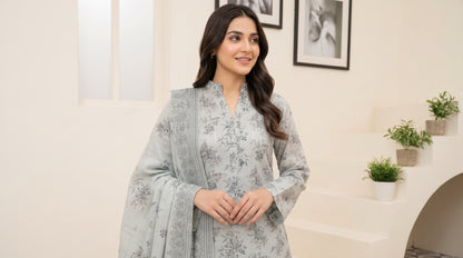 CALIA 3pcs Un-Stitched Emb Printed Staple [D-6072]