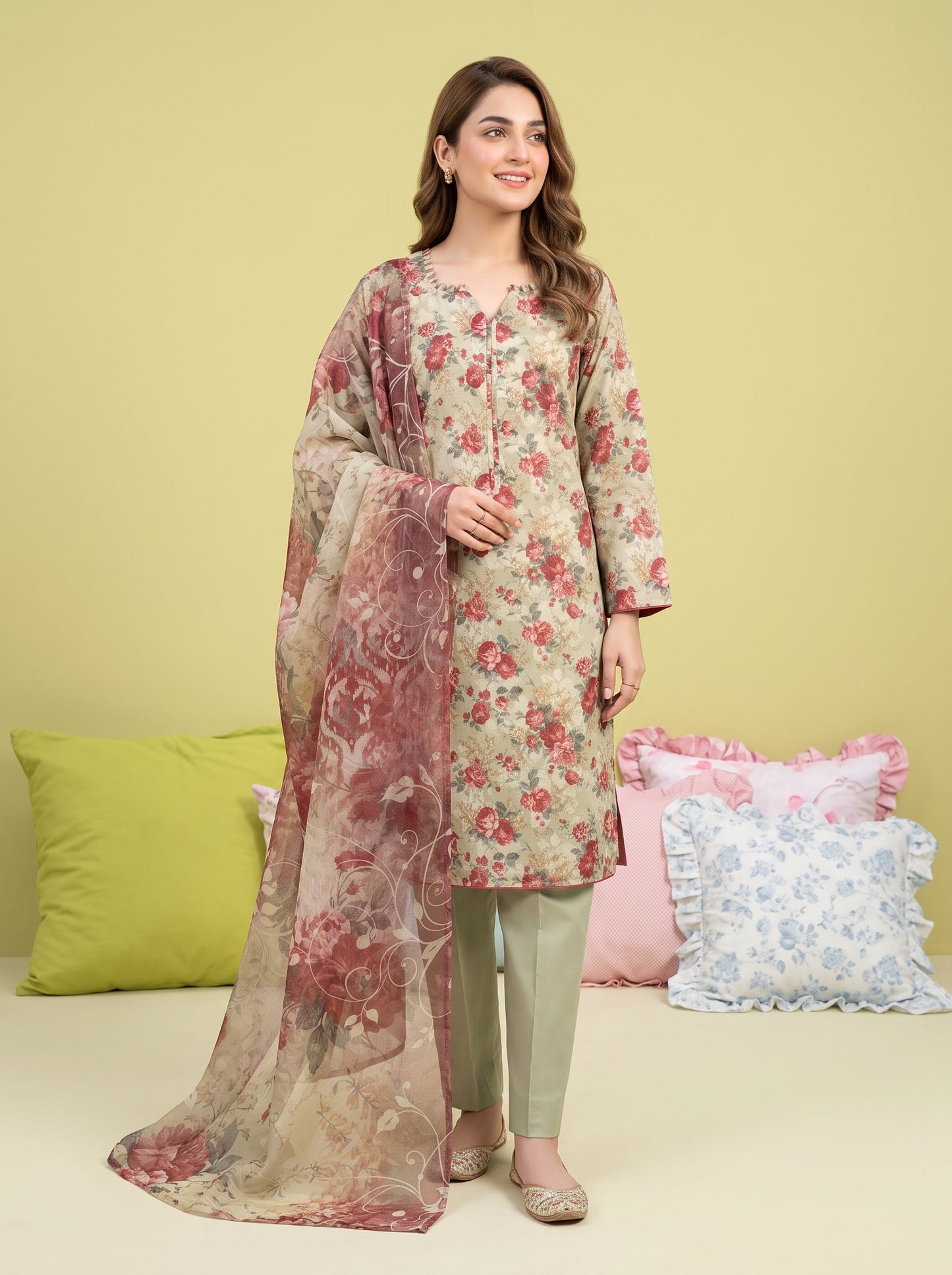 KHOYA 3pcs Un-Stitched Printed Lawn [D-5426]