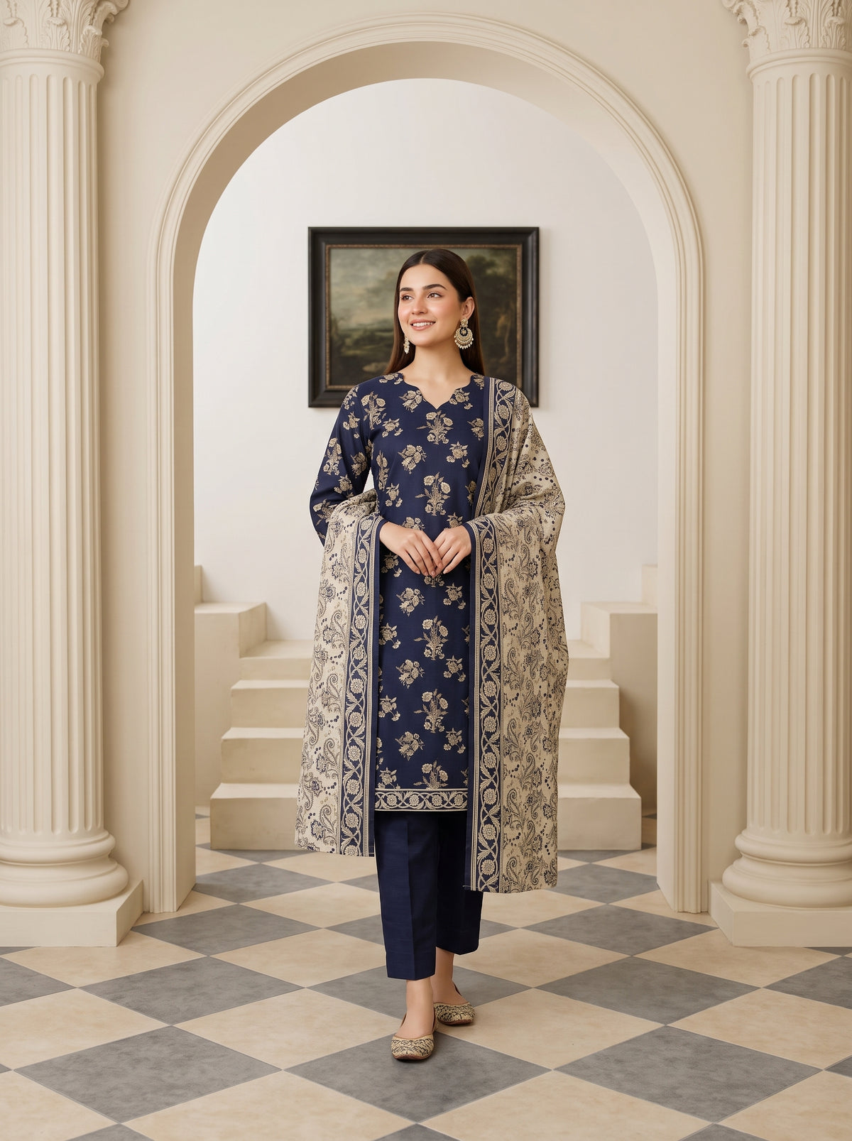 MAHRUKH 3pcs UN-Stitched Printed Khaddar [D-6147]