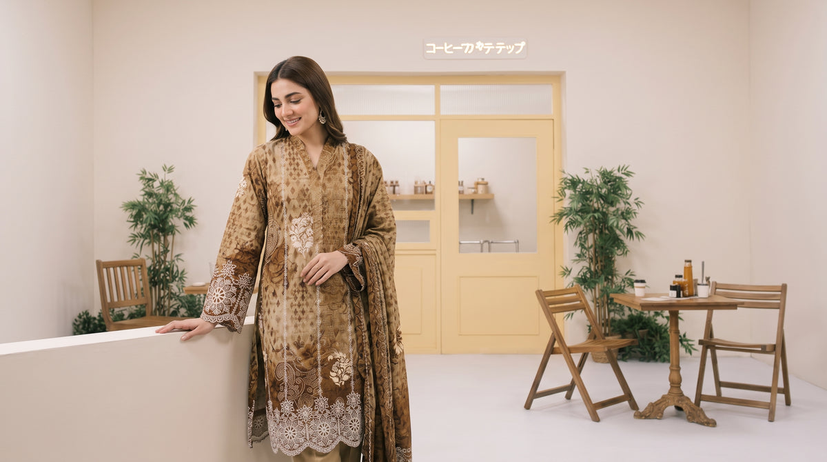 MIRAAS 3pcs Un-Stitched Emb Printed Staple [D-5931]