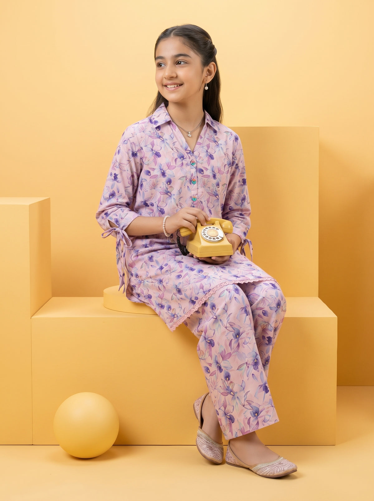 LITTLE TWIRLS 2pcs Stitched Printed Cotton [D-5599]