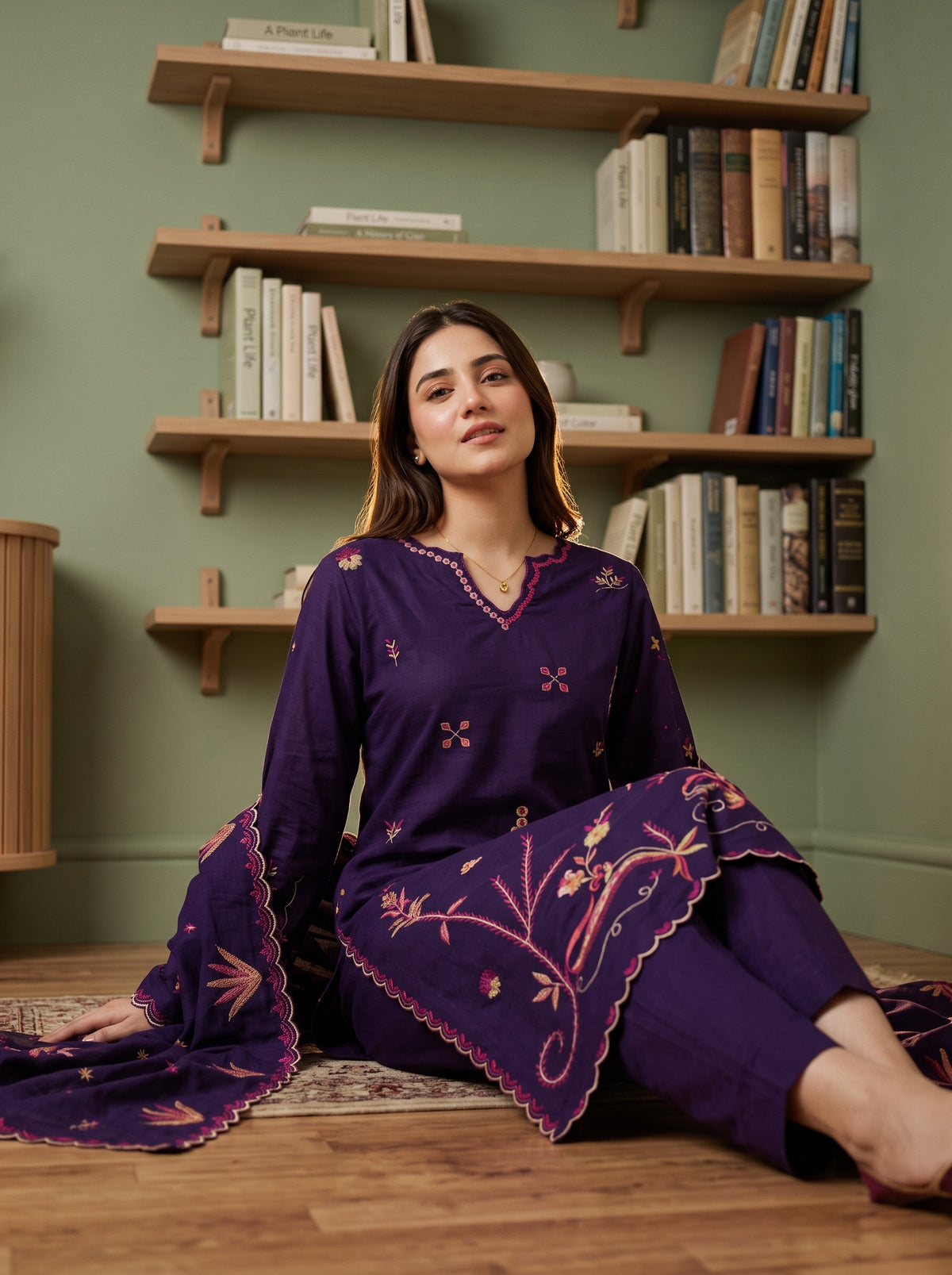 AYSANA 3pcs Un-Stitched Emb Khaddar [D-5873]