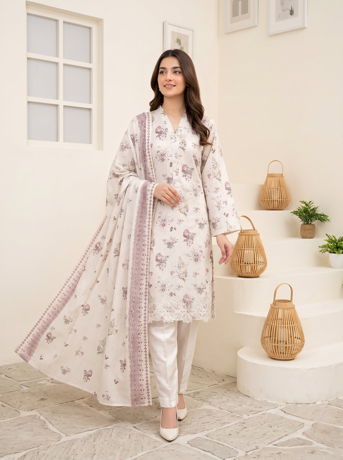 CALIA 3pcs Un-Stitched Emb Printed Staple [D-6073]