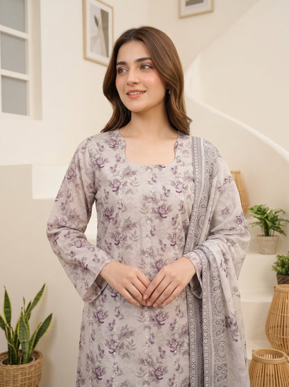 CALIA 3pcs Un-Stitched Emb Printed Staple [D-6070]