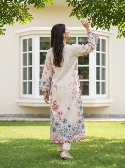 Chloris 2pcs Stitched Printed Swiss Kaftaan [D-4091]