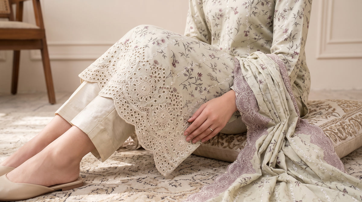 CALIA 3pcs Un-Stitched Emb Printed Staple [D-6071]