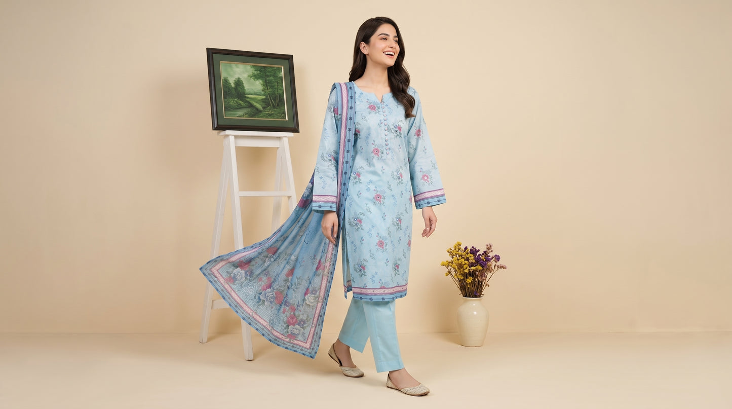 LAVINIA 3pcs Un-Stitched Printed Lawn [D-08]