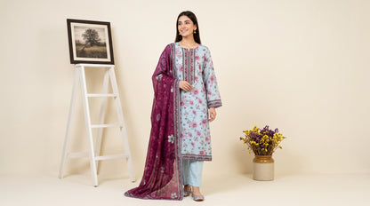LAVINIA 3pcs Un-Stitched Printed Lawn [D-07]
