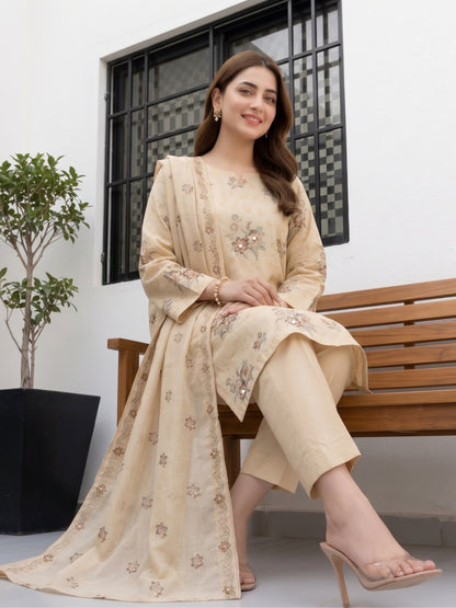 NEHAL 3pcs Un-Stitched Emb LAWN [D-4830]