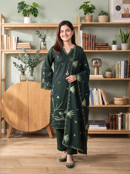 AYSANA 3pcs Un-Stitched Emb Khaddar [D-5872]