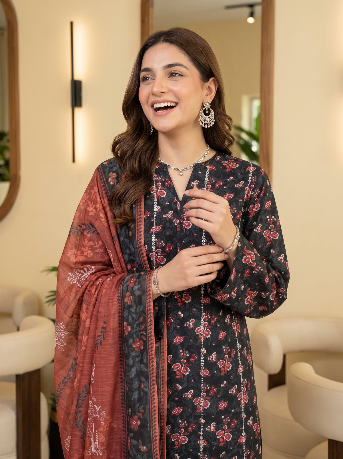 ZAINA 3pcs Un-Stitched Emb Printed Cotton [D-5960]