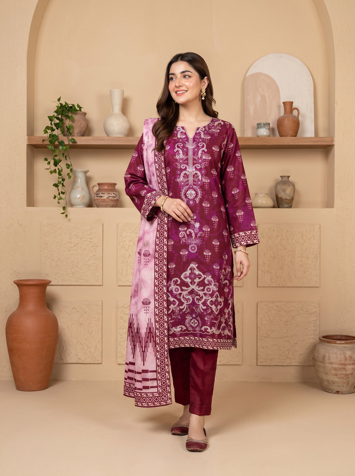 DESIR 3pcs Un-Stitched Emb Printed Staple [D-5890]