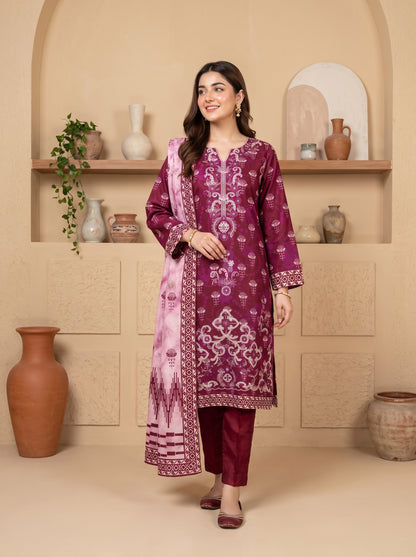 DESIR 3pcs Un-Stitched Emb Printed Staple [D-5890]