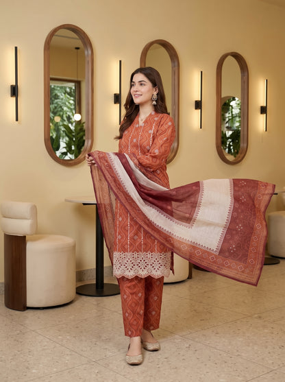 ZAINA 3pcs Un-Stitched Emb Printed Cotton [D-5964]