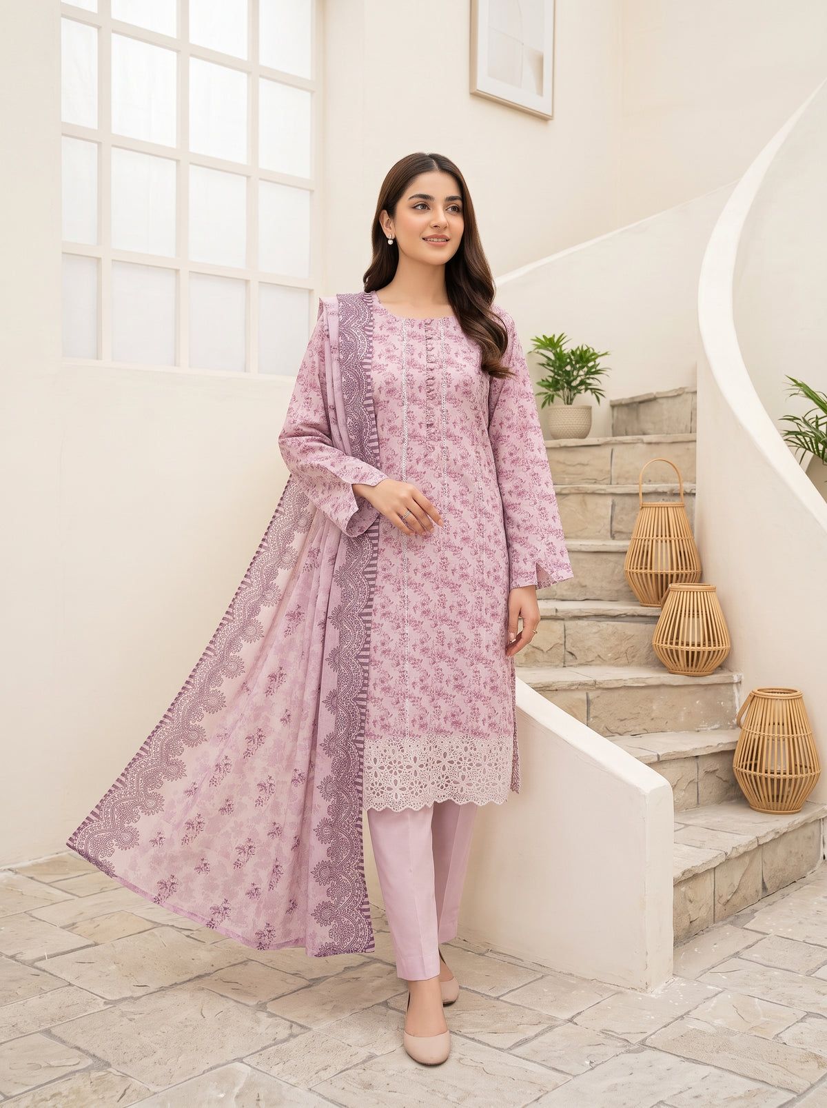 CALIA 3pcs Un-Stitched Emb Printed Staple [D-6077]