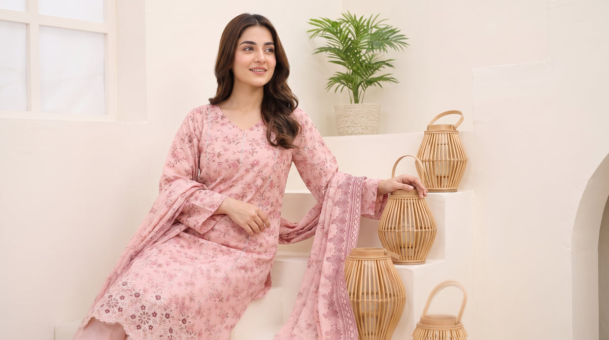CALIA 3pcs Un-Stitched Emb Printed Staple [D-6074]