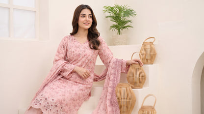 CALIA 3pcs Un-Stitched Emb Printed Staple [D-6074]