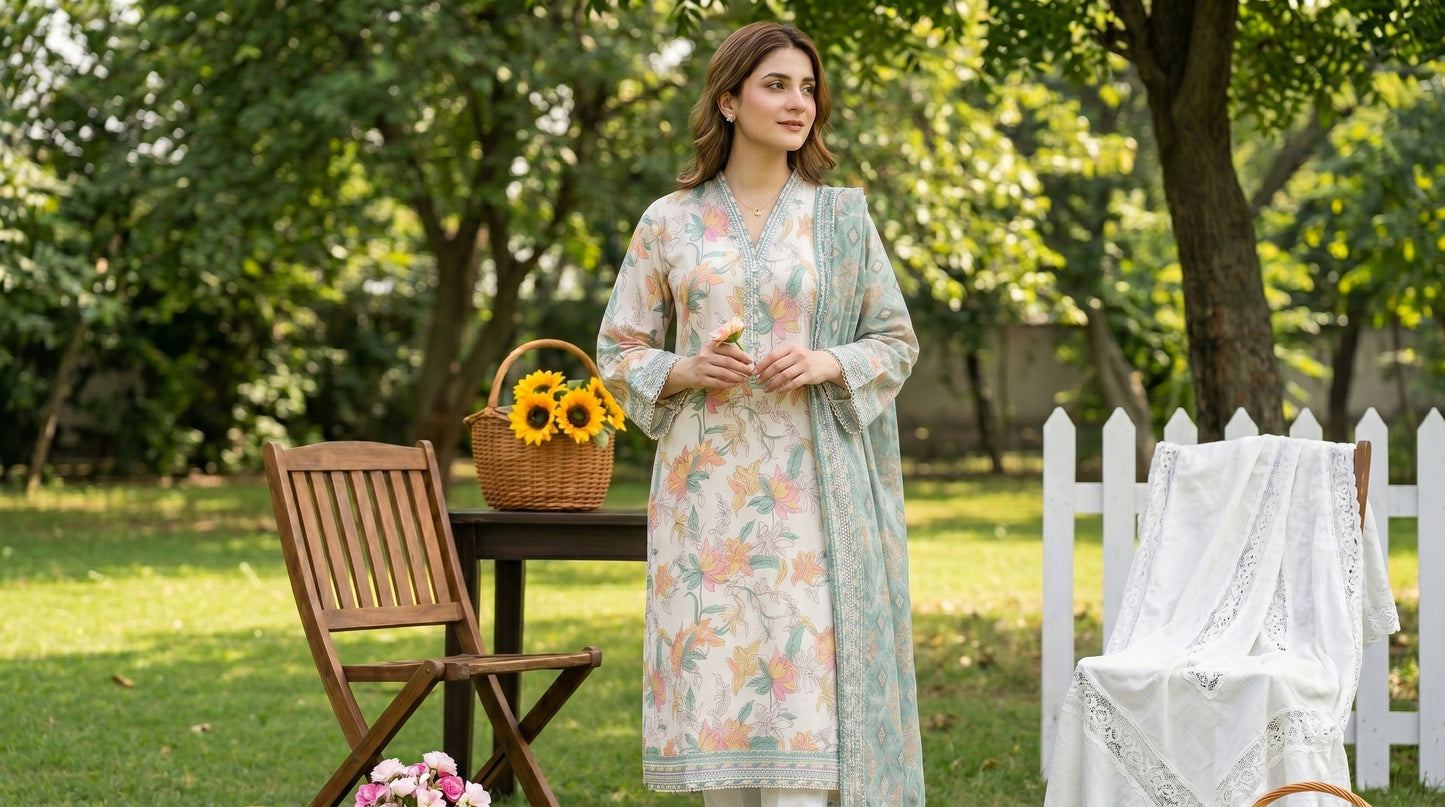 Mirage Stitched Digital Printed Lawn [D-4169]