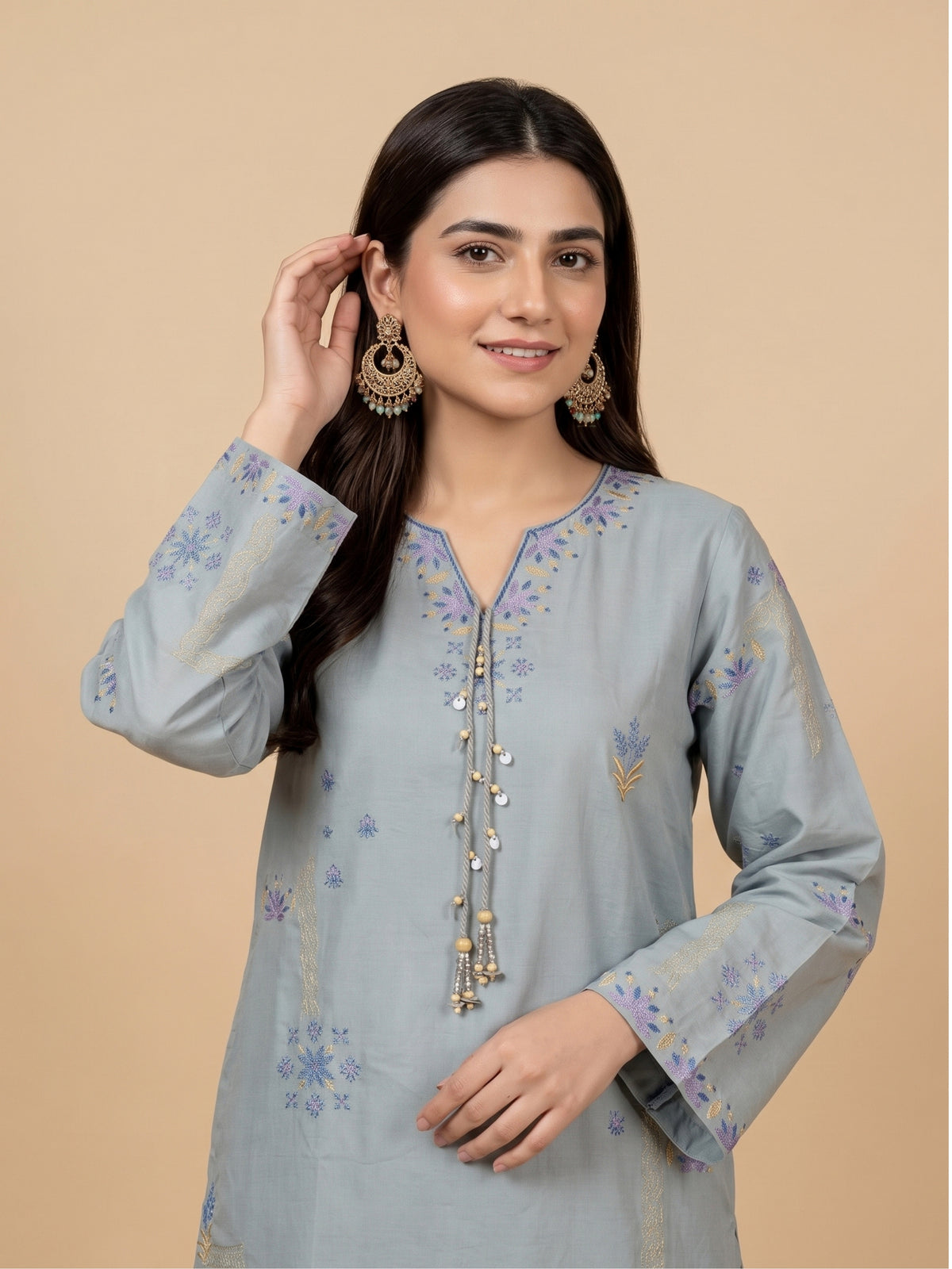 NAIMAAH 2pcs Stitched Emb Cotton [D-5159]