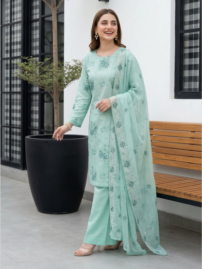 NEHAL 3pcs Un-Stitched Emb LAWN [D-4829]