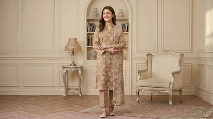 MARIUM 3pcs Un-Stitched Emb Printed Lawn D-4136