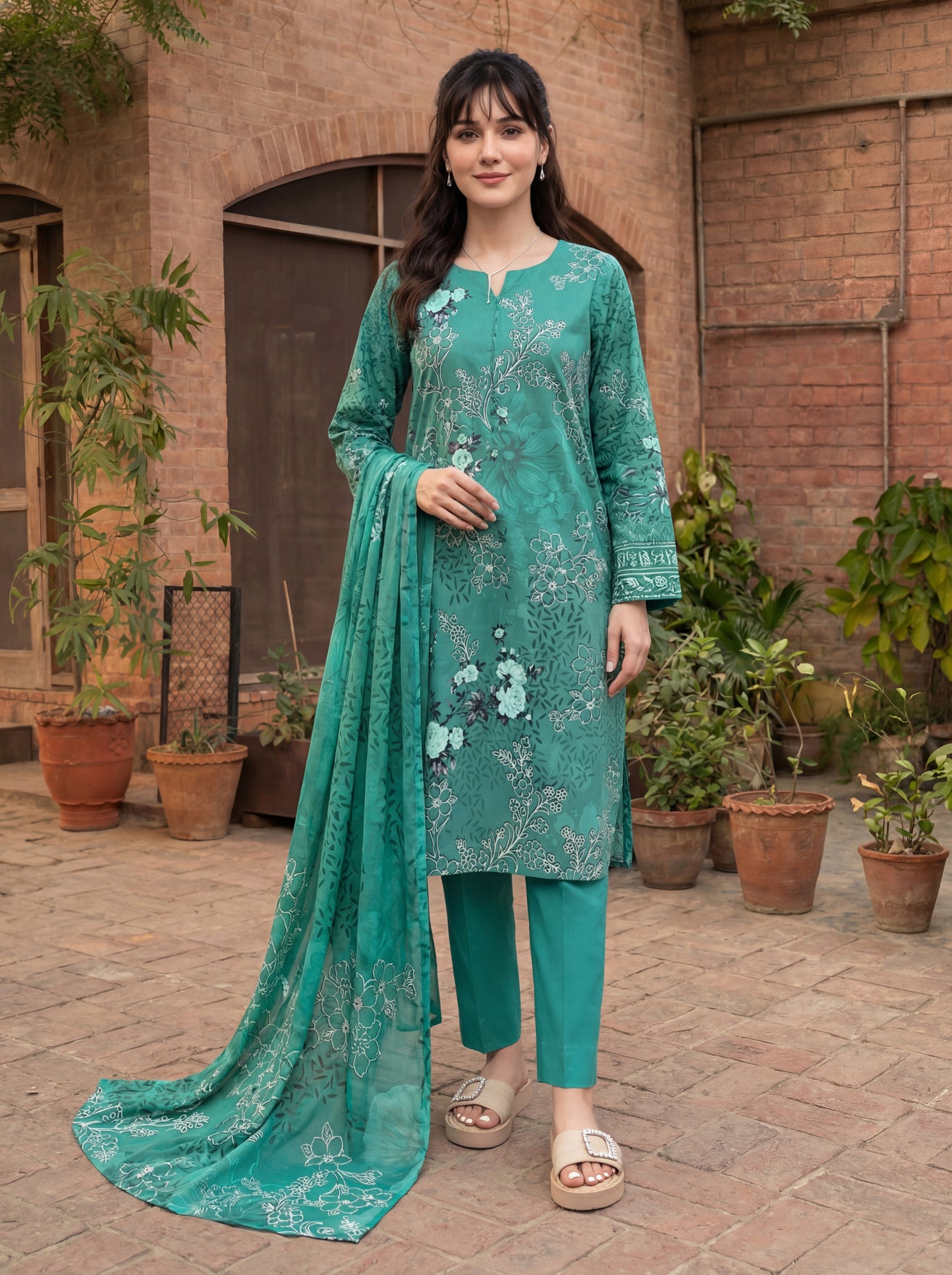 Dehleez 3pcs Stitched Printed Lawn [D-4014]