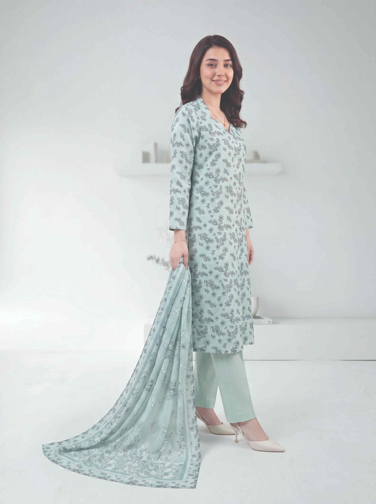 Nasr 3pcs Un-Stitched Printed Lawn [D-3860]