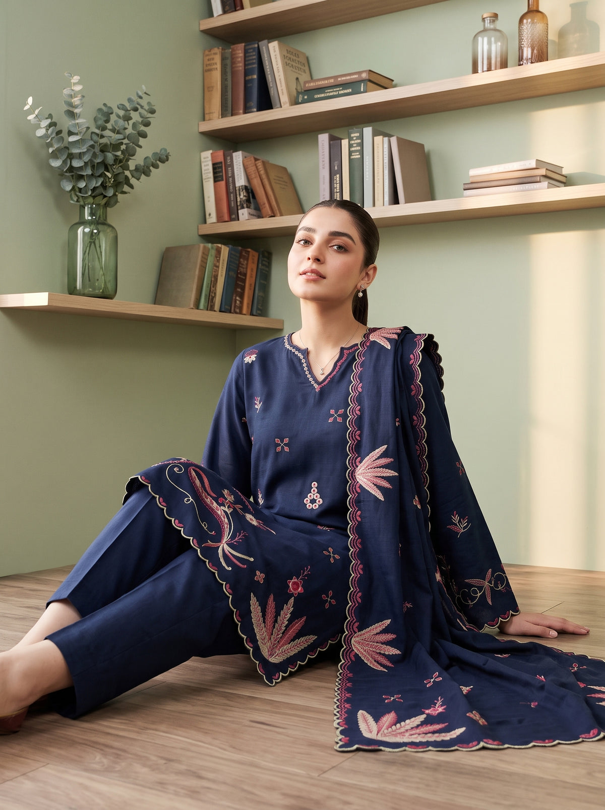 AYSANA 3pcs Un-Stitched Emb Khaddar [D-5868]
