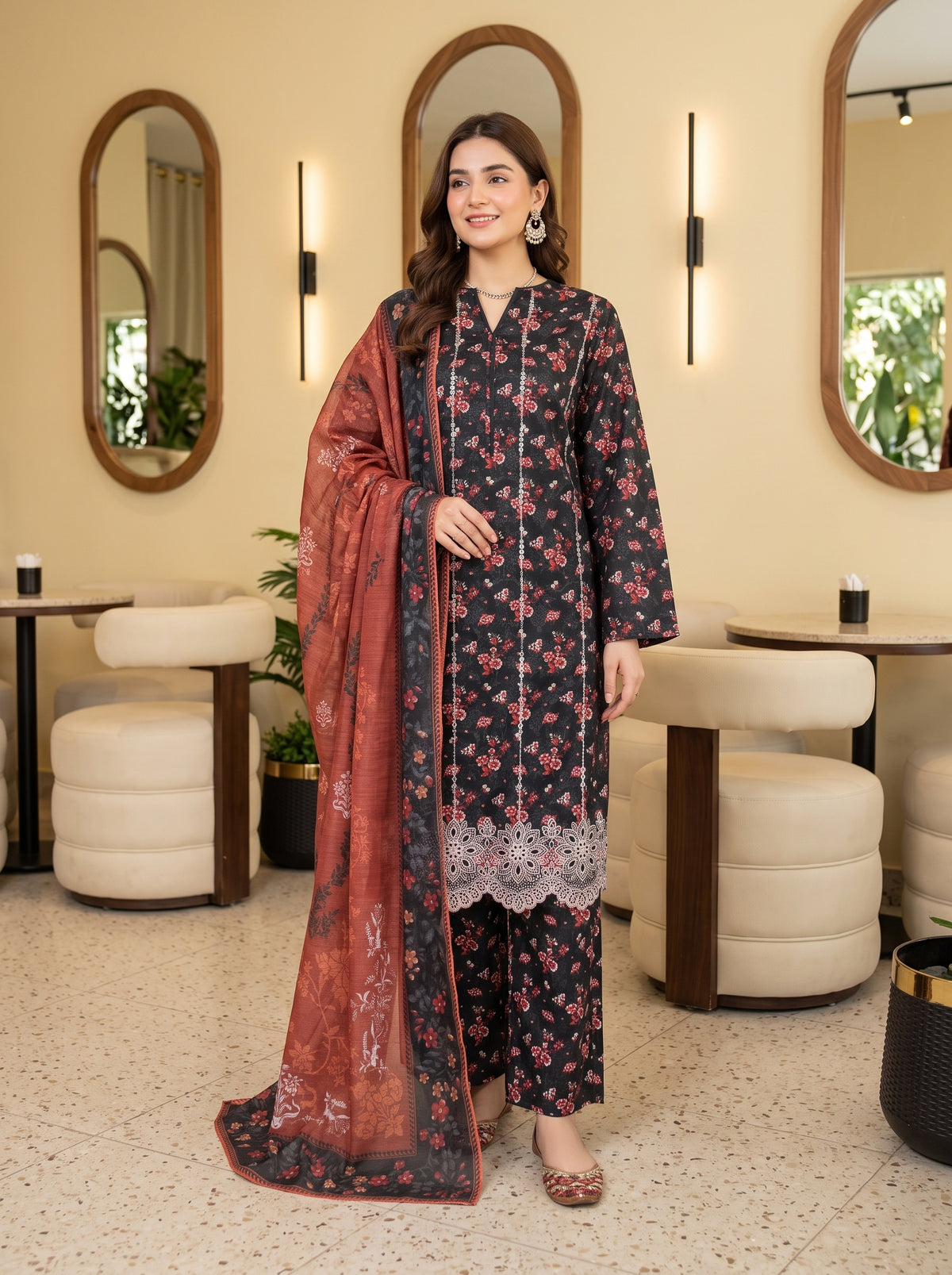 ZAINA 3pcs Un-Stitched Emb Printed Cotton [D-5960]