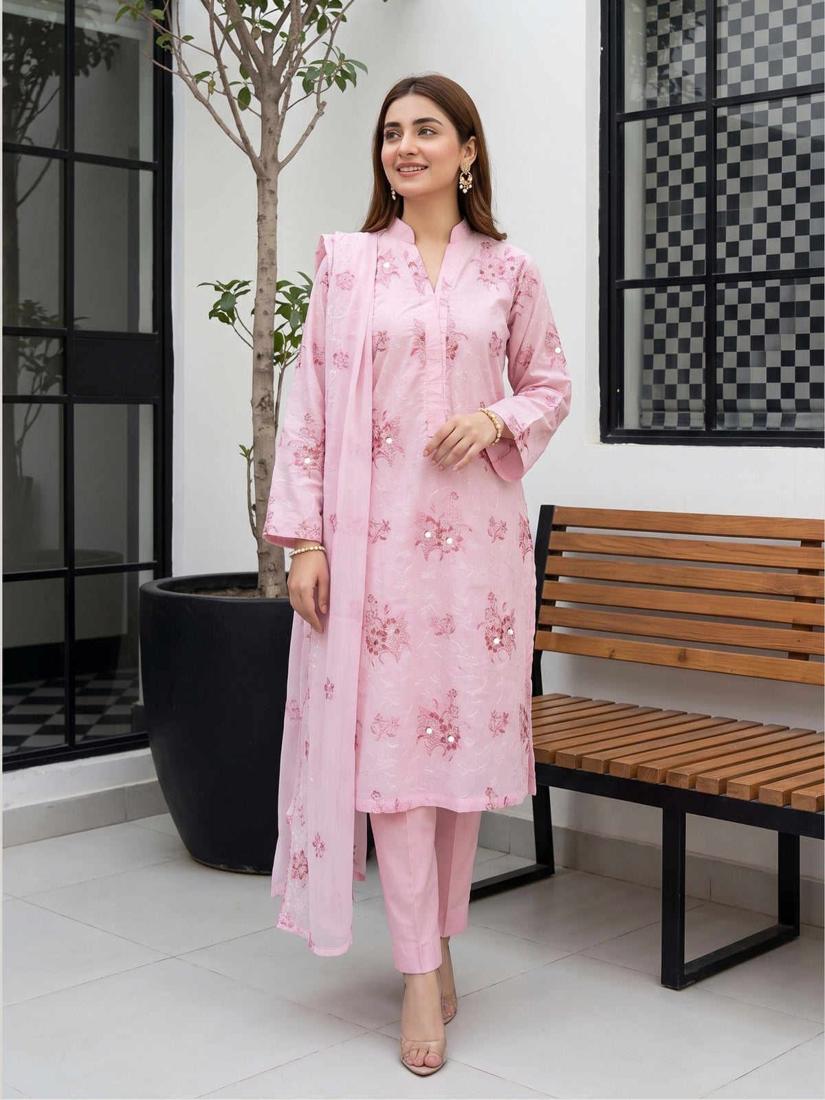 NEHAL 3pcs Un-Stitched Emb LAWN [D-4834]
