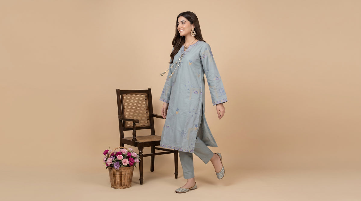 NAIMAAH 2pcs Stitched Emb Cotton [D-5159]
