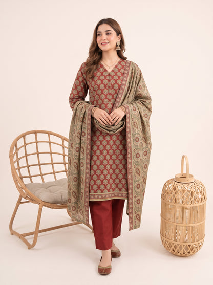 MAHRUKH 3pcs UN-Stitched Printed Khaddar [D-6148]