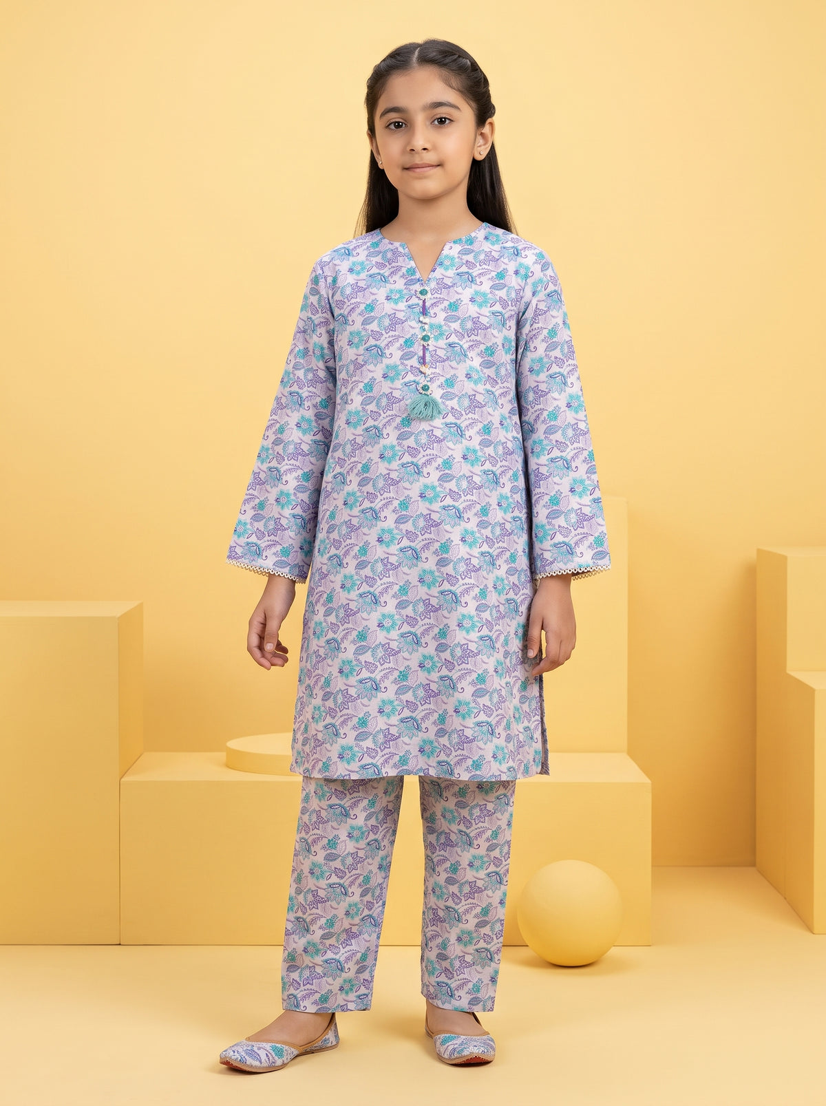 LITTLE TWIRLS 2pcs Stitched Printed Cotton [D-5601]