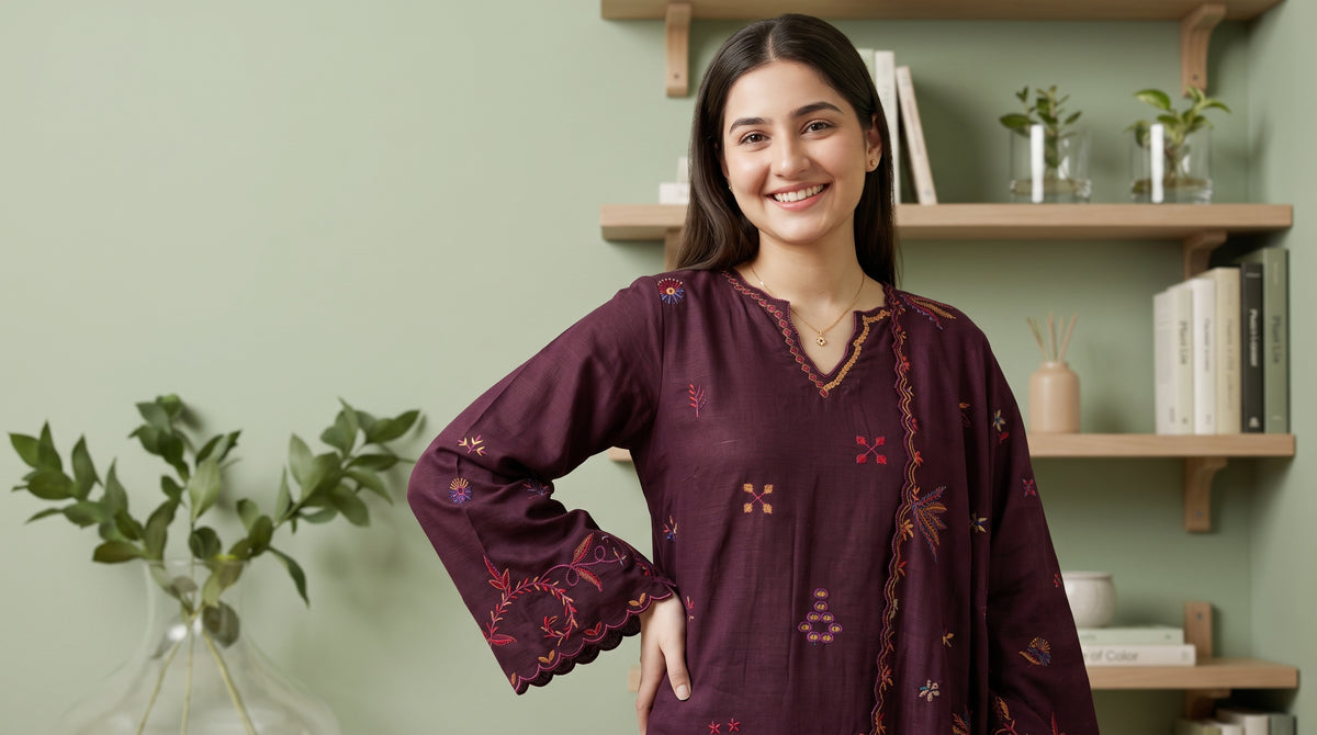 AYSANA 3pcs Un-Stitched Emb Khaddar [D-5875]