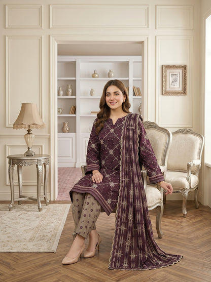 MARIUM 3pcs Un-Stitched Emb Printed Lawn [D-4137]
