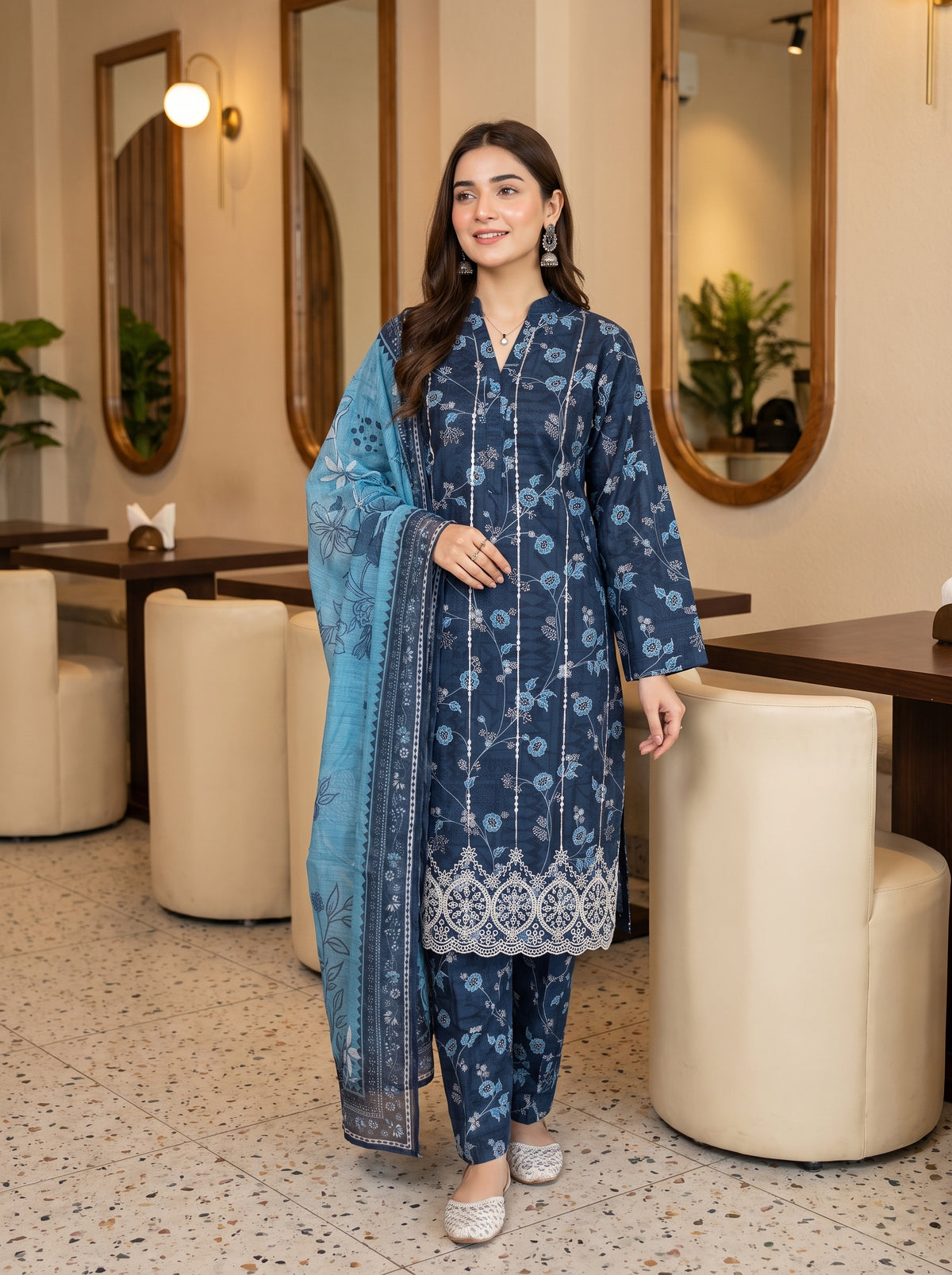 ZAINA 3pcs Un-Stitched Emb Printed Cotton [D-5955]