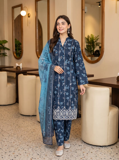 ZAINA 3pcs Un-Stitched Emb Printed Cotton [D-5955]