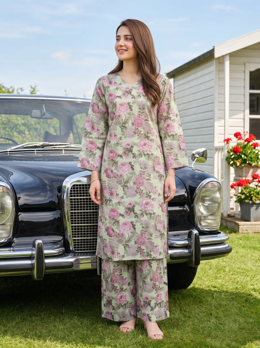 AURYN V-2 2pcs Stitched Printed Lawn [D-3214]
