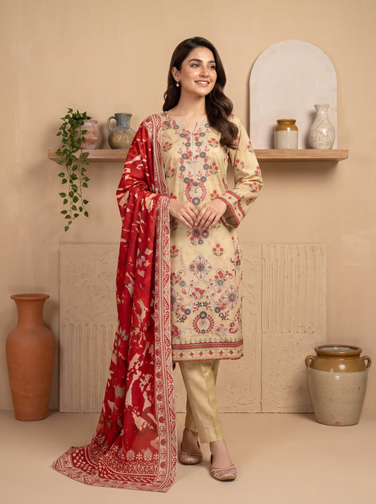 DESIR 3pcs Un-Stitched Emb Printed Staple [D-5889]