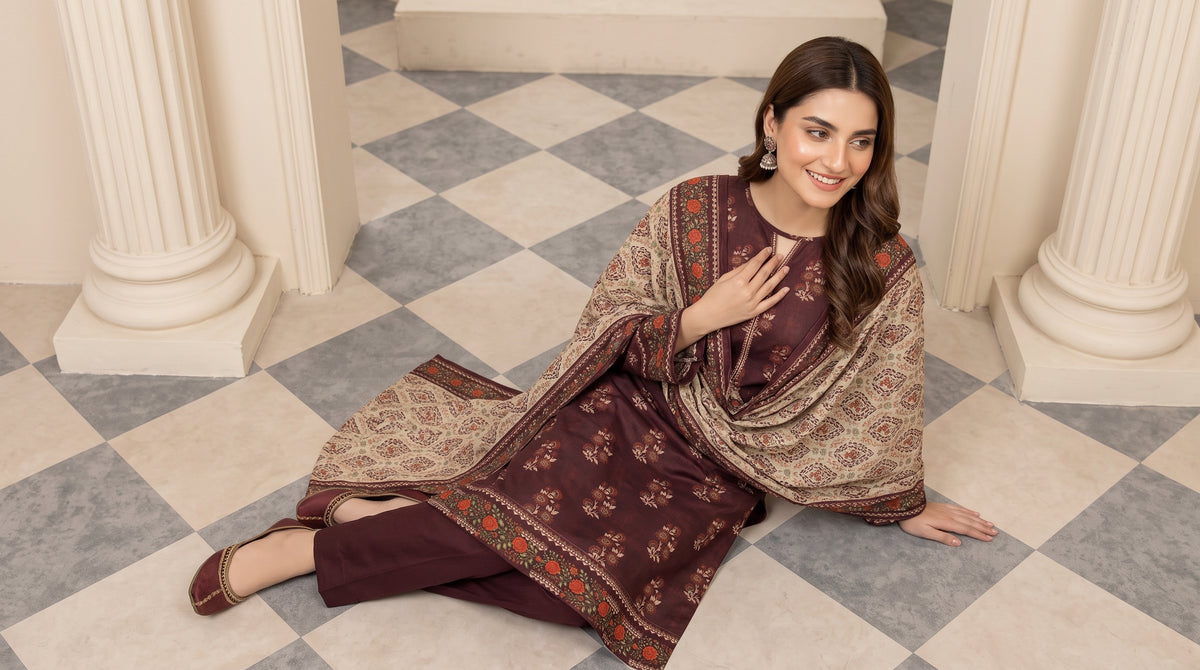 MAHRUKH 3pcs Stitched Printed Khaddar [D-6145]