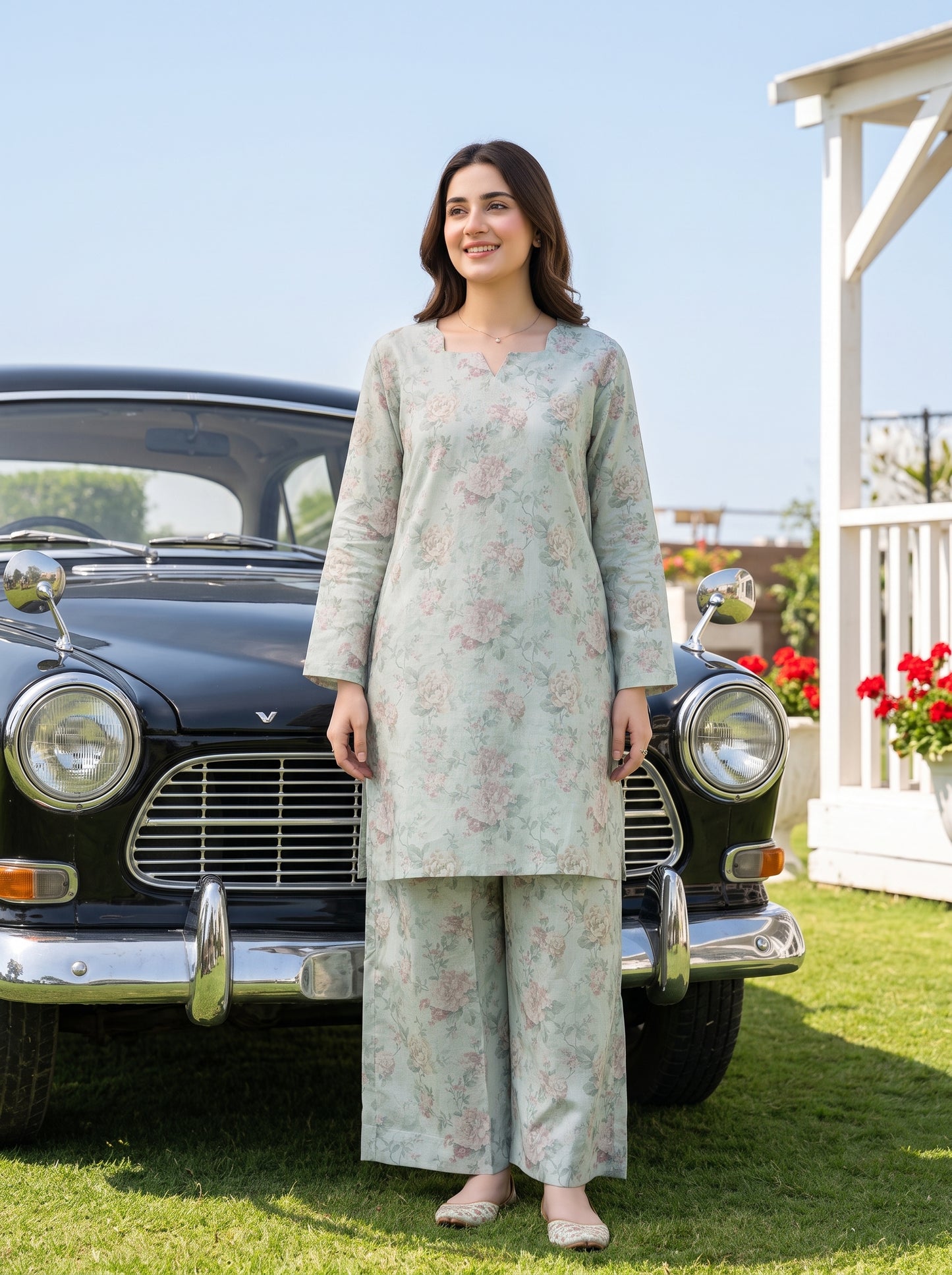 AURYN V-3 2pcs Stitched Printed Lawn [D-3218]
