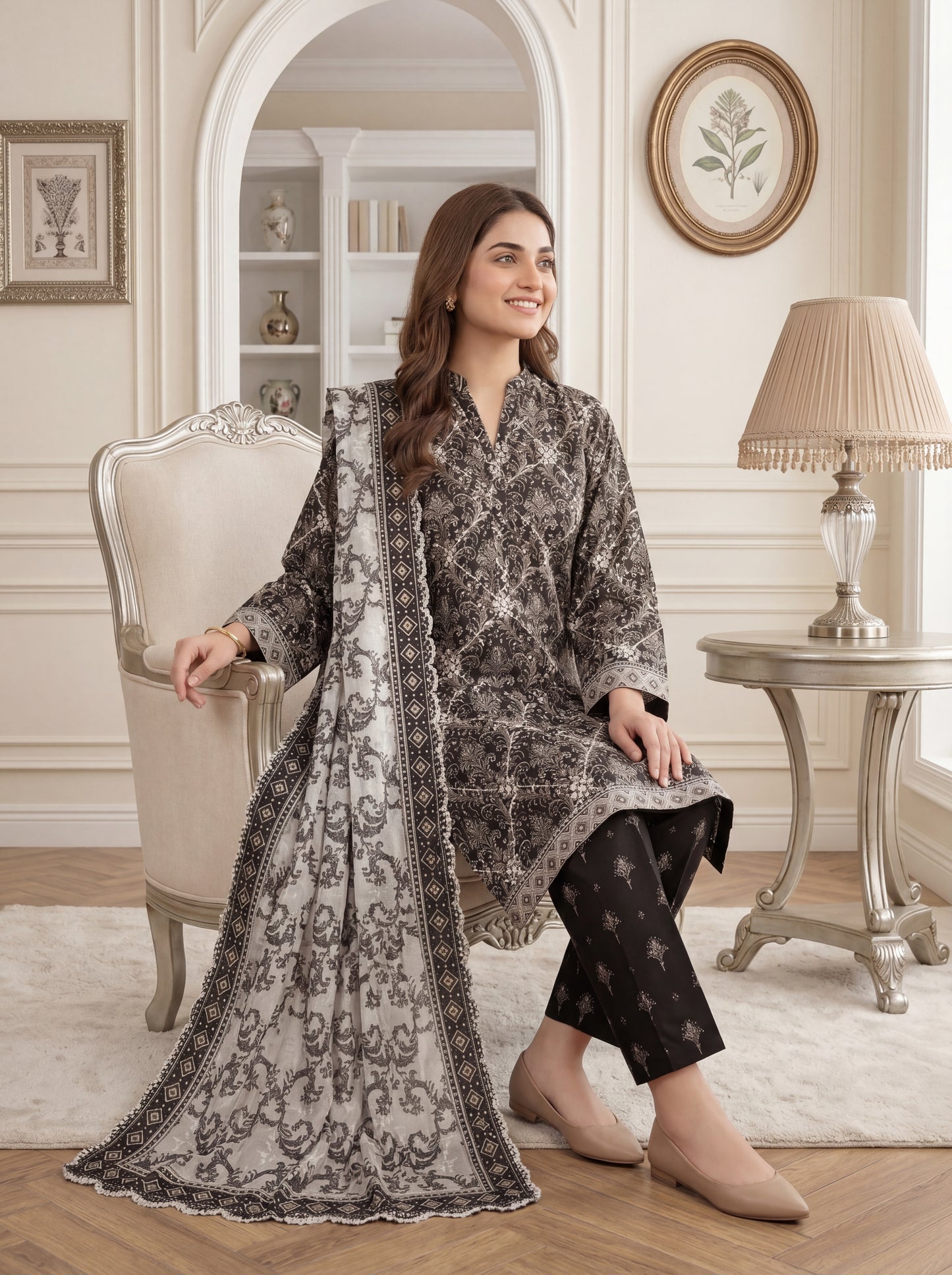 MARIUM 3pcs Un-Stitched Emb Printed Lawn [D-4138]