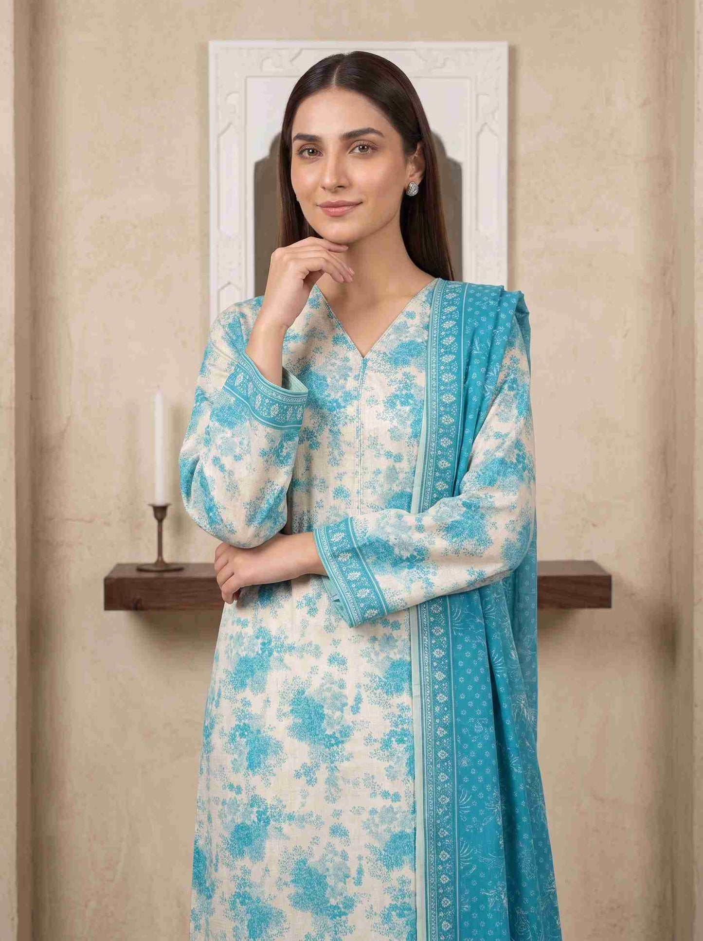 INAYA 3pcs Stitched Printed Lawn [D-5122]