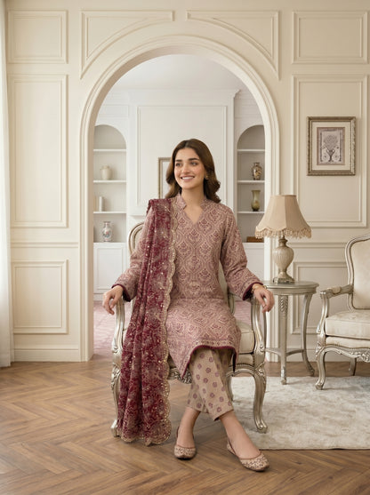 MARIUM 3pcs Un-Stitched Emb Printed Lawn [D-4143]