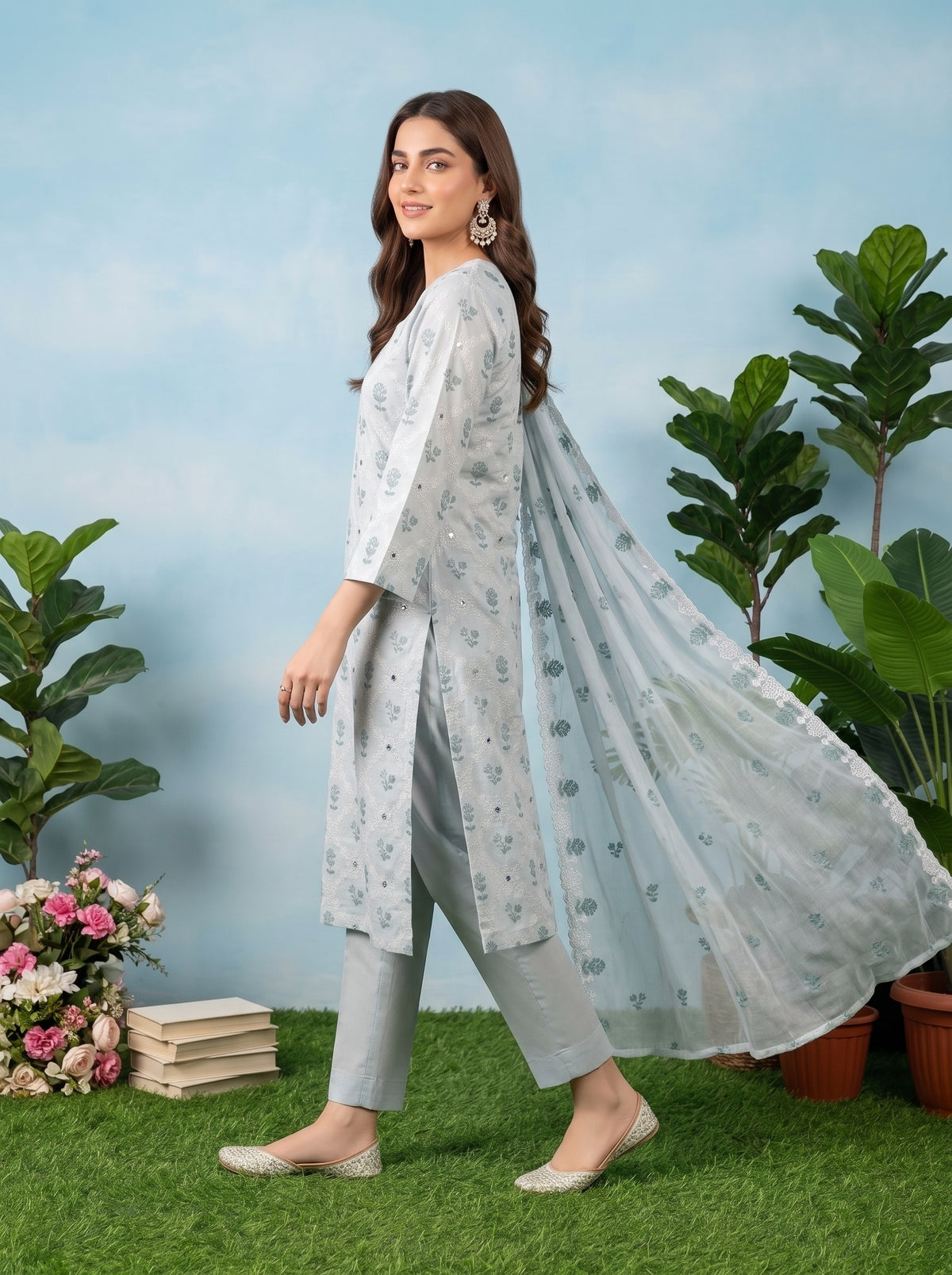 SOFIA 3pcs Un-Stitched Emb Cambric [D-4895]